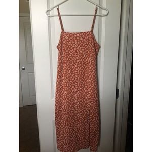 Zara Womens Size M Orange and Floral Dress w/ Slit